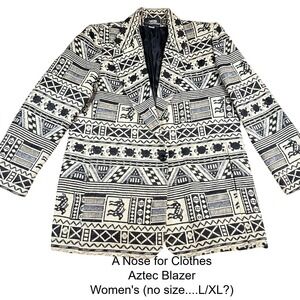 VTG A Nose for Clothes Aztec Tapestry Blazer Jacket Women (L XL?) Made in USA